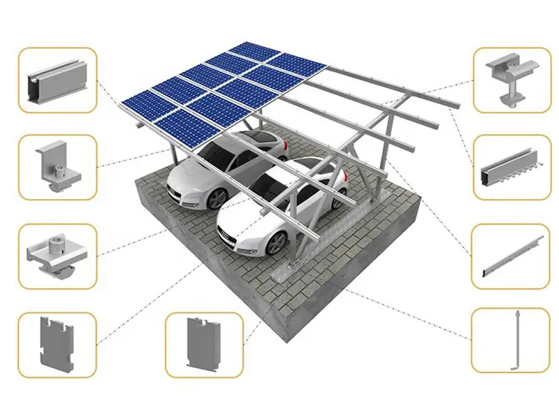 Sistema di montaggio per posto auto coperto solare con kit di posto auto coperto in alluminio YRK-Carport01